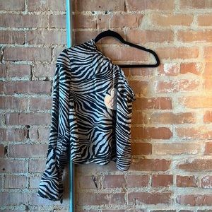Buddy Love Satin Zebra One Shoulder Top